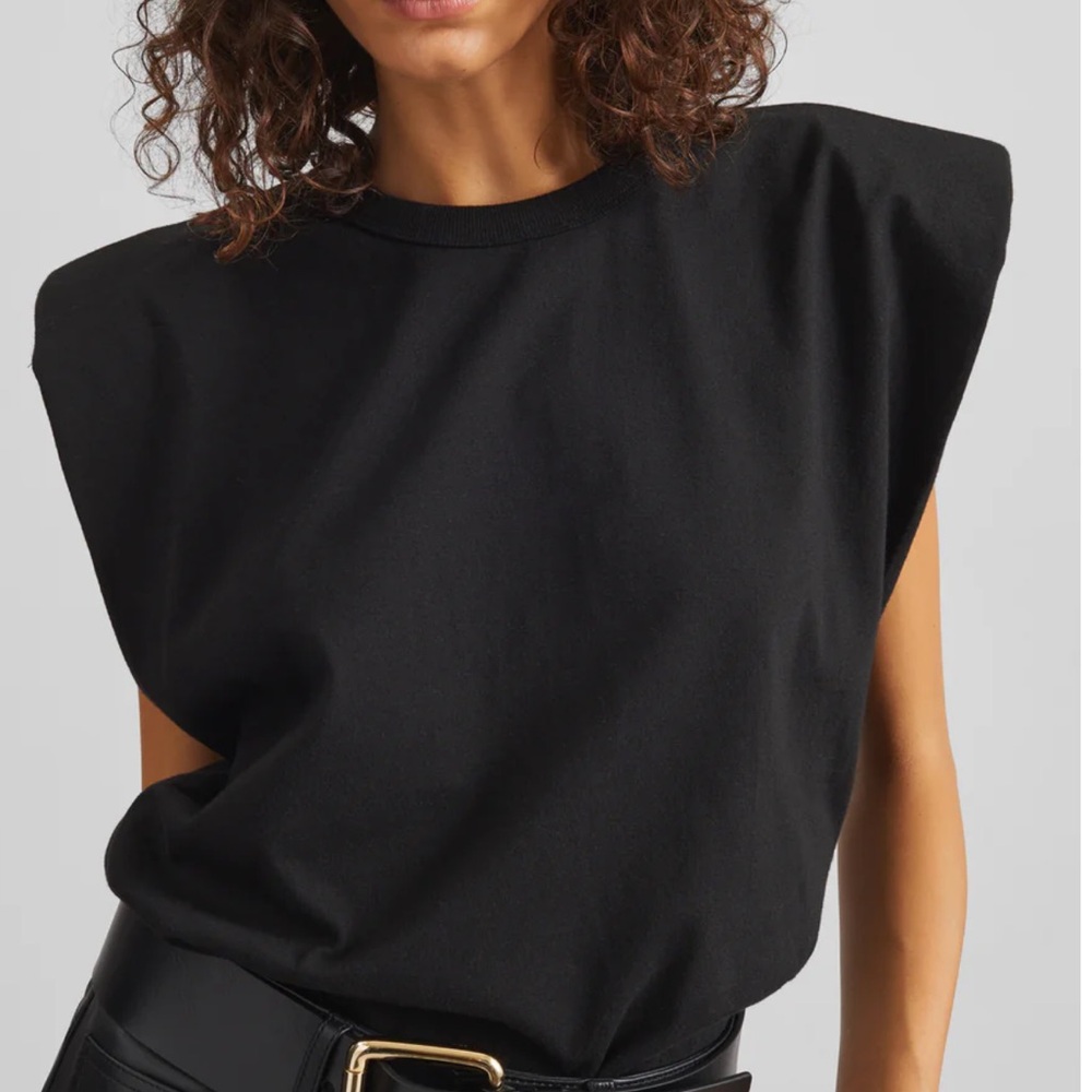The Frankie Shop Women's Eva Padded-Shoulder Muscle T-Shirt black